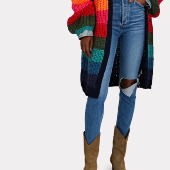 Rainbow Stripes Midi Cardigan 
